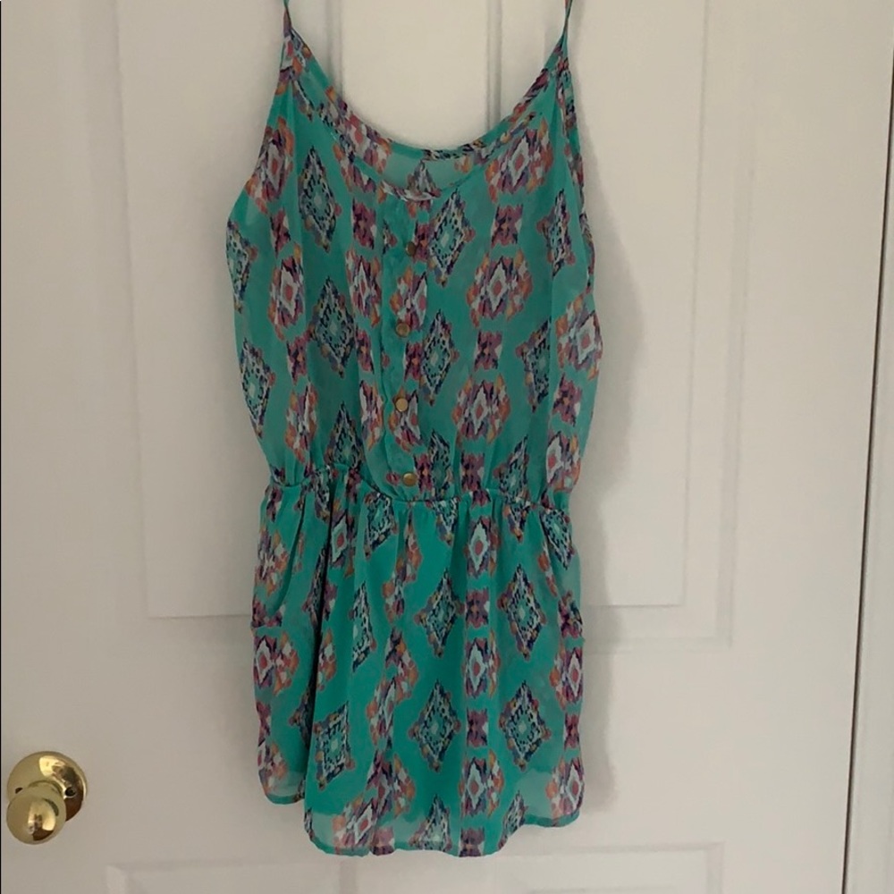 Turquoise printed romper